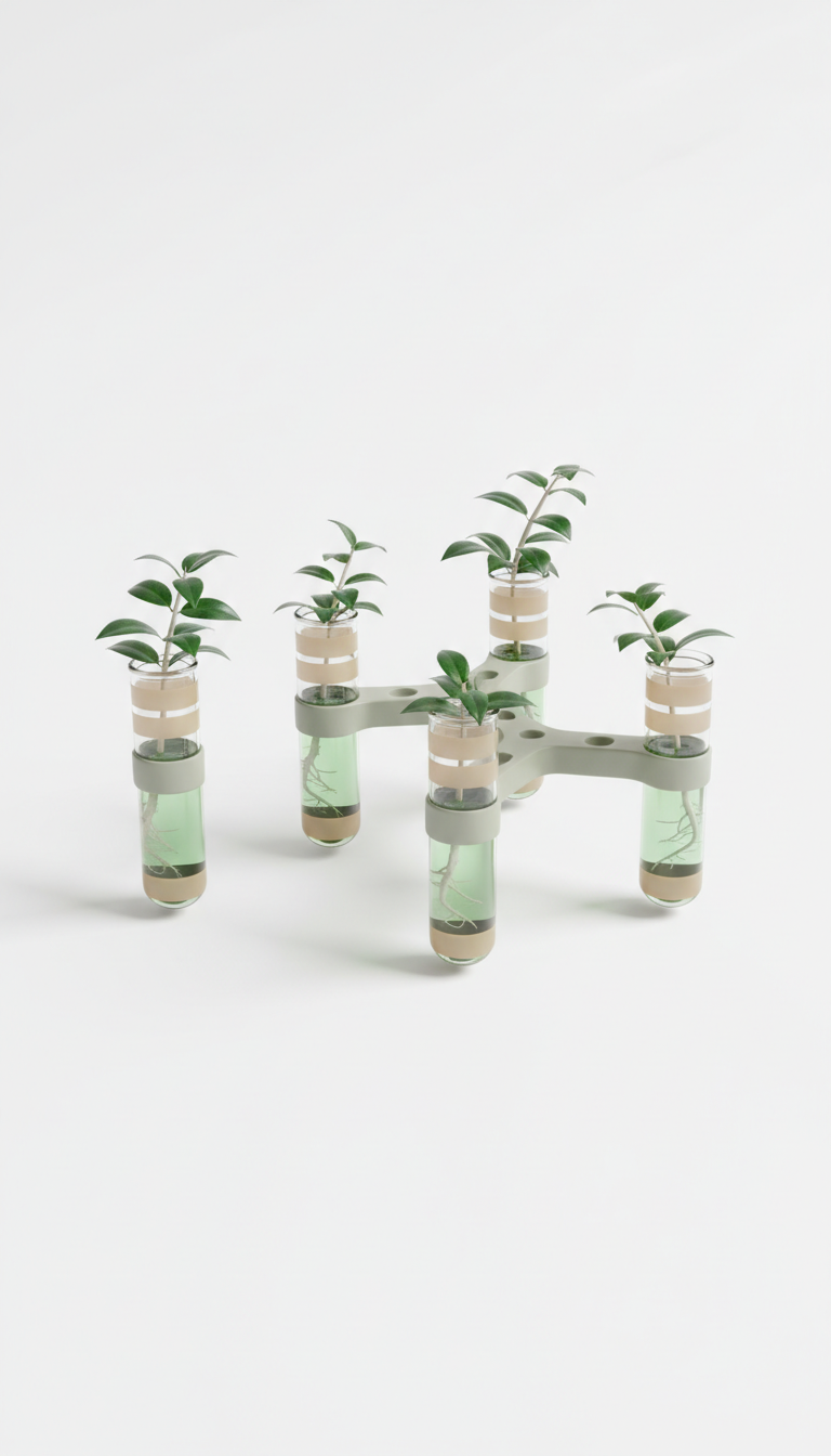 Draft modular propagation set, with connected supports and visible plant roots